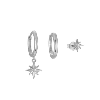 Silver Star Stud and Hoop Trio Earrings waterproof tarnish-free jewellery - Binky Belle
