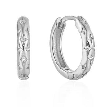 Silver Star Studded Small Hoops Earrings waterproof tarnish-free jewellery - Binky Belle