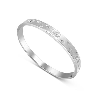 Silver Star and Sun Bangle Bracelet waterproof tarnish-free jewellery - Binky Belle