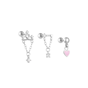 Silver Stud Trio Earrings waterproof tarnish-free jewellery - Binky Belle
