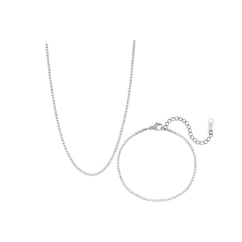 Silver Tennis Necklace and Bracelet Set Jewellery Set waterproof tarnish-free jewellery - Binky Belle