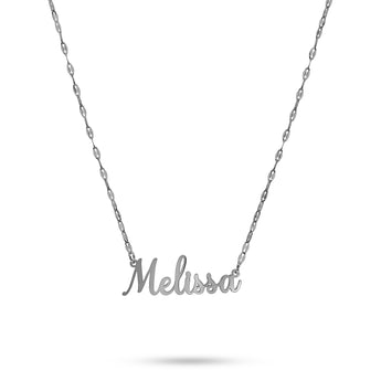 Silver Textured Custom Name Necklace personalised waterproof tarnish-free jewellery - Binky Belle