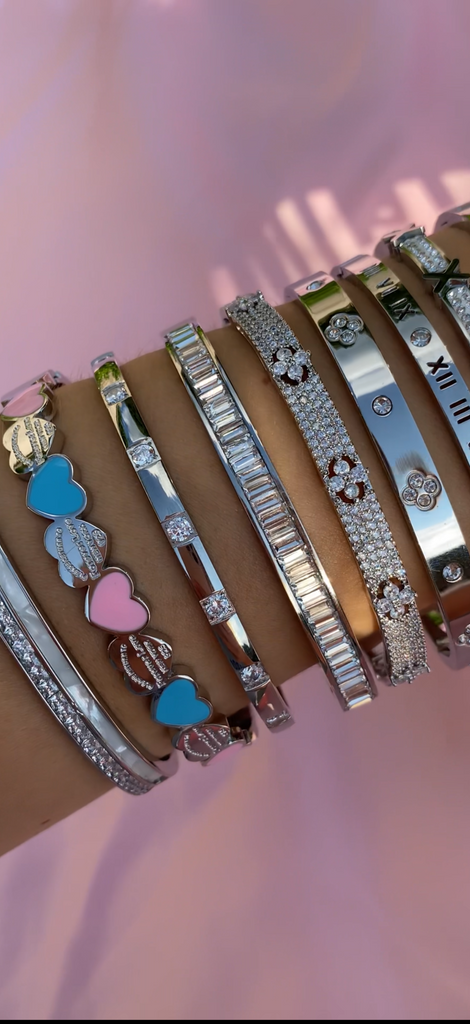 Silver Triple Heart Bangle | Waterproof Tarnish-Free | Binky Belle