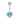 Silver Turquoise Heart Belly Bar Rings waterproof tarnish-free jewellery - Binky Belle