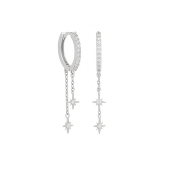 Silver Two Layers Star Huggies Earrings waterproof tarnish-free jewellery - Binky Belle