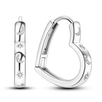 Silver Unique Heart Hoops Earrings waterproof tarnish-free jewellery - Binky Belle