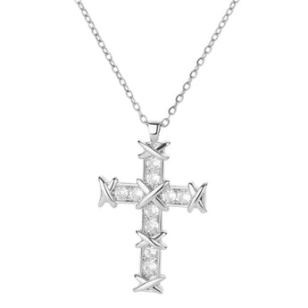 Silver X Cross Necklace Necklace waterproof tarnish-free jewellery - Binky Belle