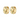 Gold hoop earrings with green gemstones on a white background