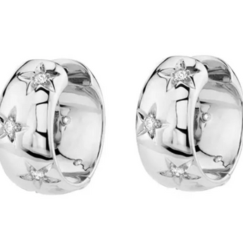Thick Starry Silver Hoops Earrings waterproof tarnish-free jewellery - Binky Belle