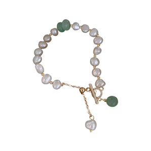 Gold Pearl and Green Bracelet