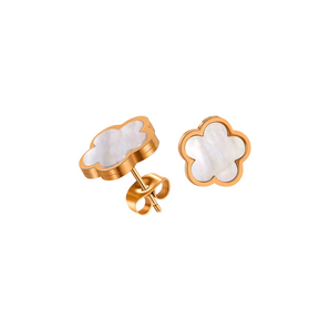 Gold Marble Flower Stud Earrings