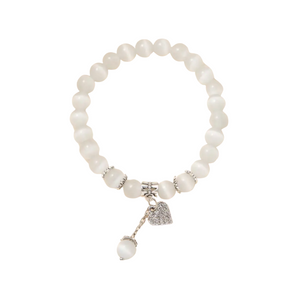 Silver Pearl and Heart Bracelet