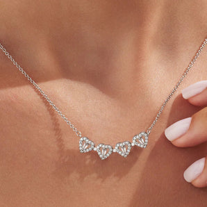 Silver 4 Hearts Necklace