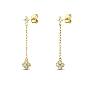 Gold Double Flower Dangly Studs