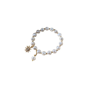 Gold Pearl and Star Bracelet