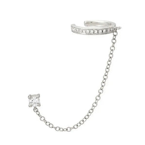 1 Piece Silver Cuff and Chain Stud