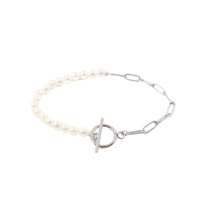 Silver Pearls and Links Bracelet