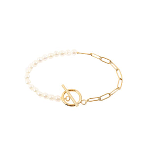 Gold Pearl and Links Bracelet