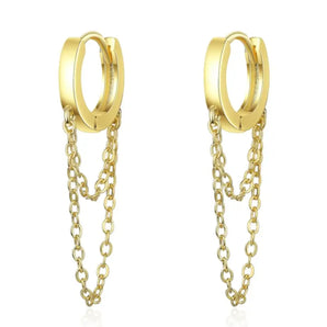 Double Chain Gold Hoops