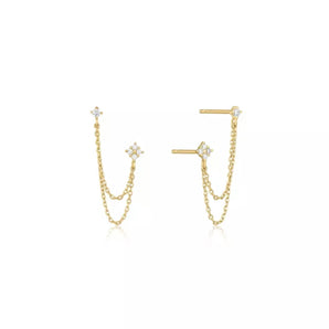 Gold Double Chain Studs