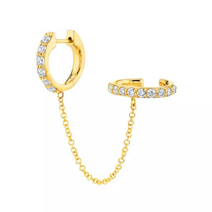 1 Piece Crystal Carefree Cuff and Chain Gold
