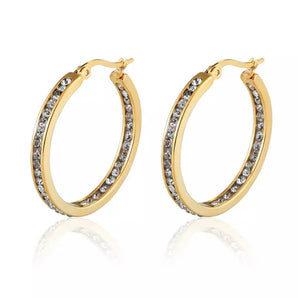 Gold Curved Waterfall Hoops 30mm