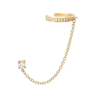 1 Piece Gold Cuff and Chain Stud