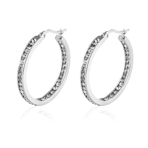 Silver Curved Waterfall Hoops 30mm