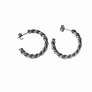 Silver Twisted 20mm Hoops