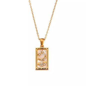 The Moon Gold Tarot Necklace Necklace waterproof tarnish-free jewellery - Binky Belle