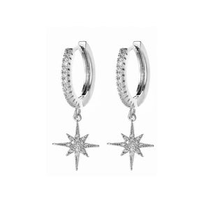 Silver Star Duo Huggies Earrings