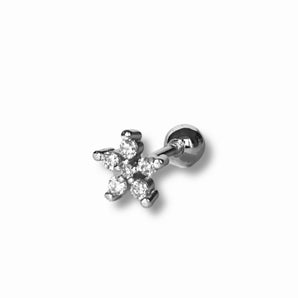 1 Piece Silver Flower Stud Earring