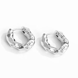 Silver Textured Hoops