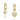 A pair of gold-plated huggie earrings featuring a heart and key design with crystal embellishments.
